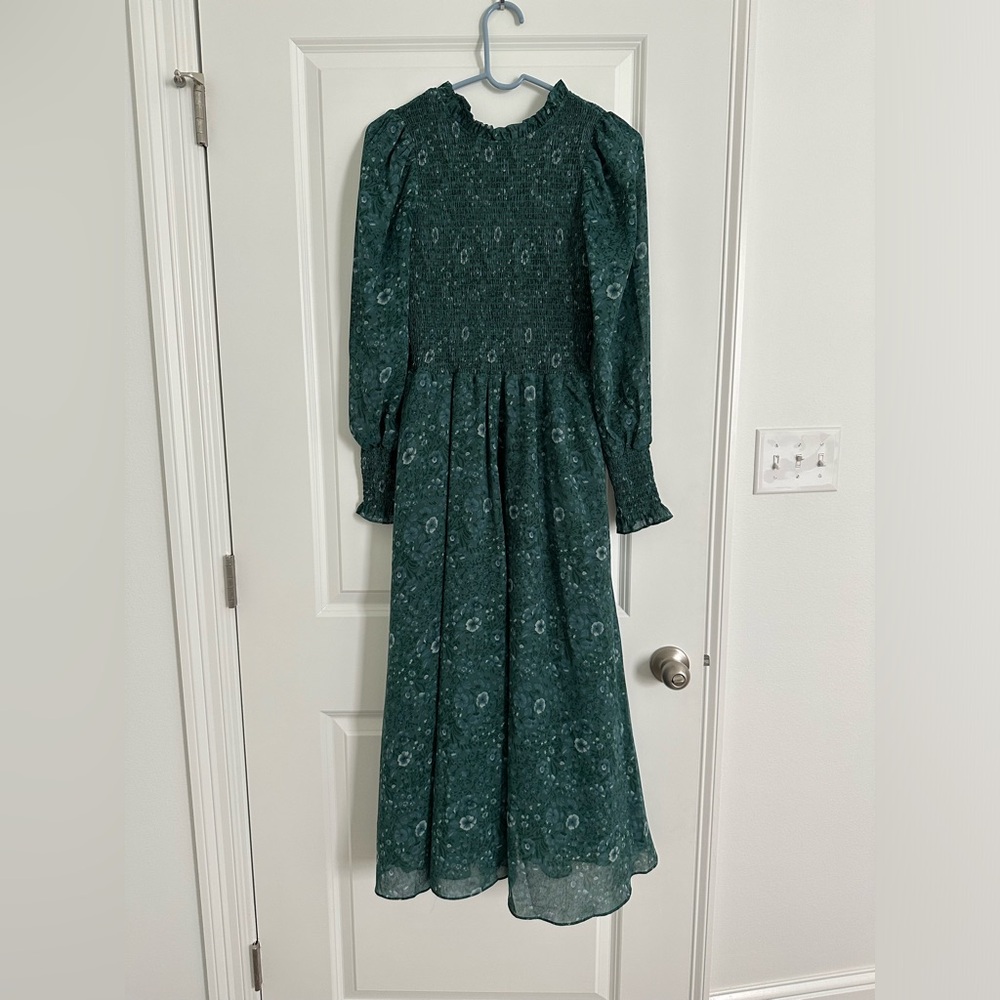 Madewell Crinkle Georgette Lucie Sz XS Woodland Floral Tie-Back Midi Dress|NEW